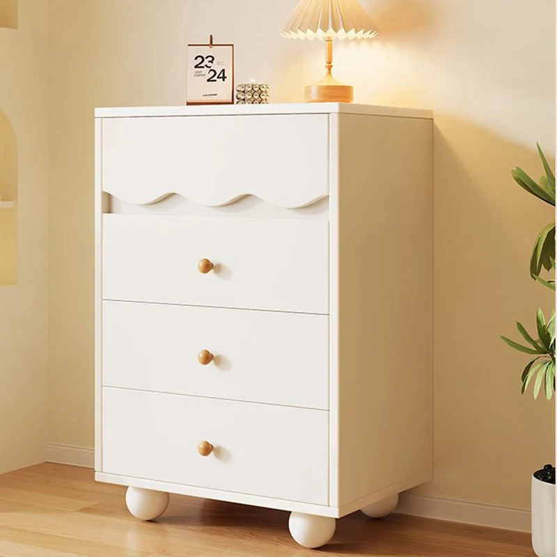 Traditional French Melamine-faced Board Pine Wood Legs Ripple Rectangular Storage Cabinet With 3/4 Drawers For Living Room
