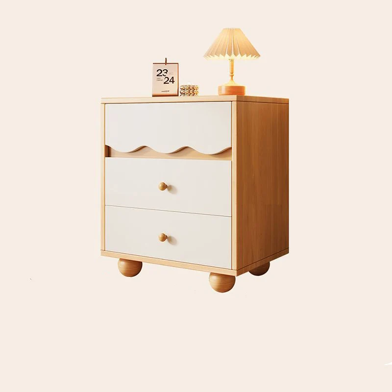 Traditional French Melamine-faced Board Pine Wood Legs Ripple Rectangular Storage Cabinet With 3/4 Drawers For Living Room