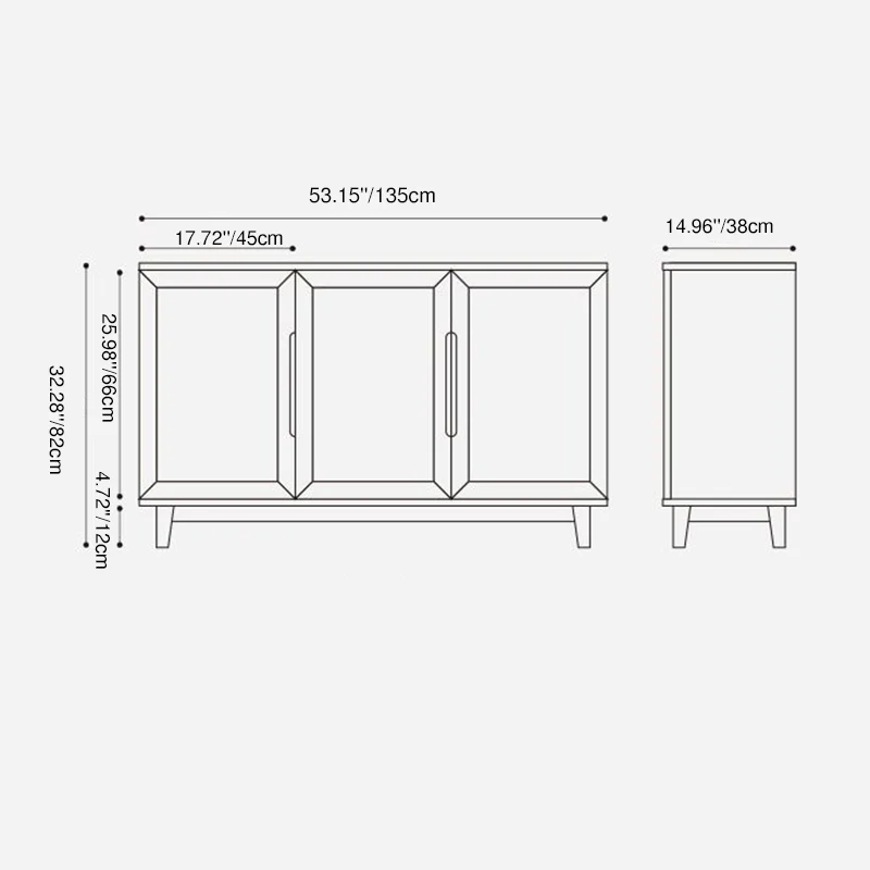 Traditional Japanese Pine Plywood Glass Rectangular Storage Cabinet With 2/3 Storage For Living Room