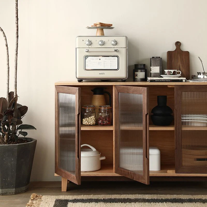 Traditional Japanese Pine Plywood Glass Rectangular Storage Cabinet With 2/3 Storage For Living Room