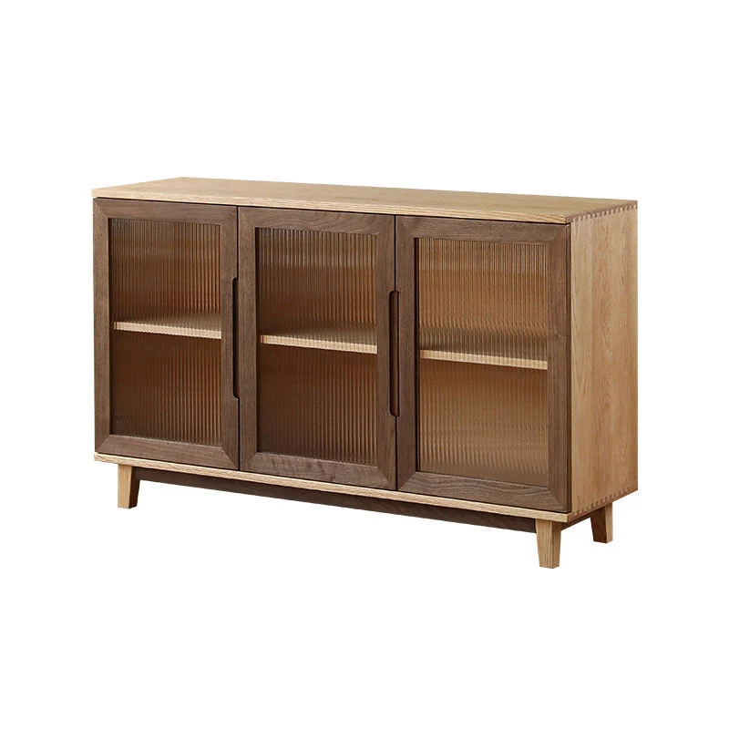 Traditional Japanese Pine Plywood Glass Rectangular Storage Cabinet With 2/3 Storage For Living Room