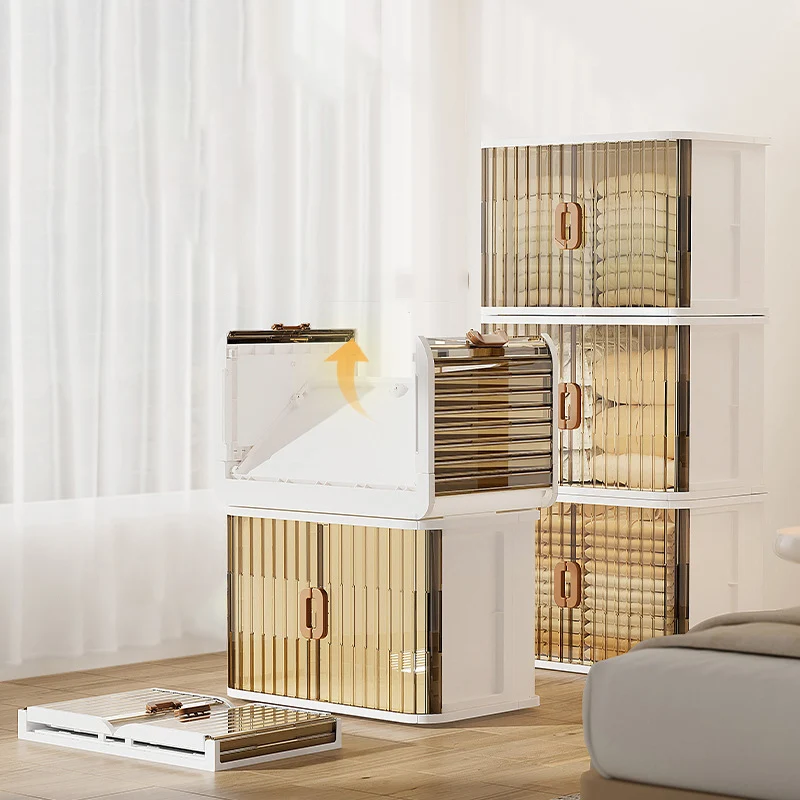 Modern Minimalist PP PET HIPS Curved Square Folding Storage Cabinet With 1 Storage For Bedroom