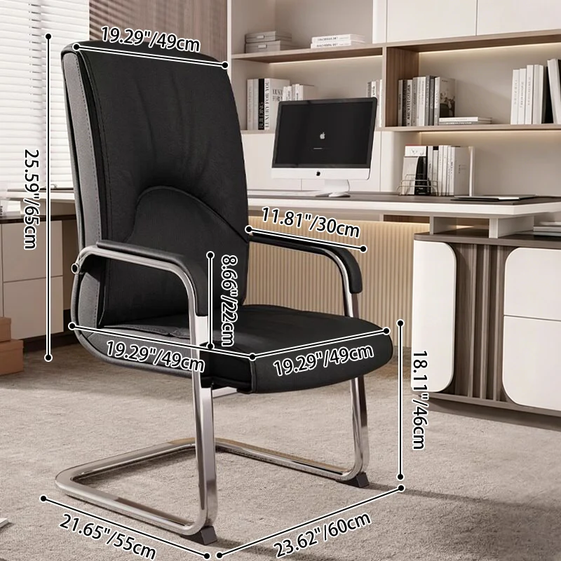 Modern Minimalist Rectangular Microfiber Leather Steel Desk Chair Backrest Armrest For Home Office
