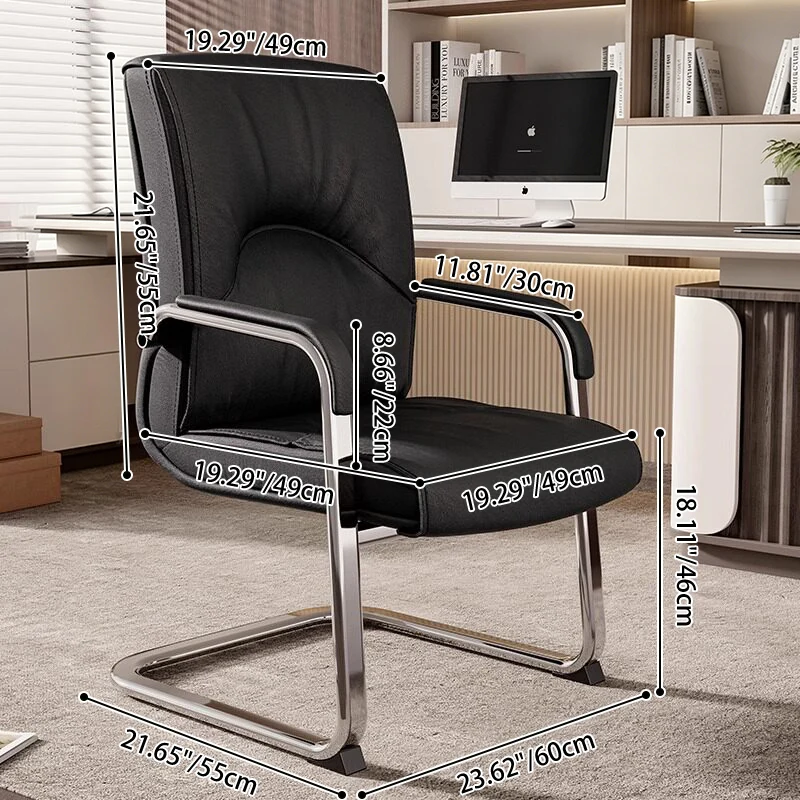 Modern Minimalist Rectangular Microfiber Leather Steel Desk Chair Backrest Armrest For Home Office