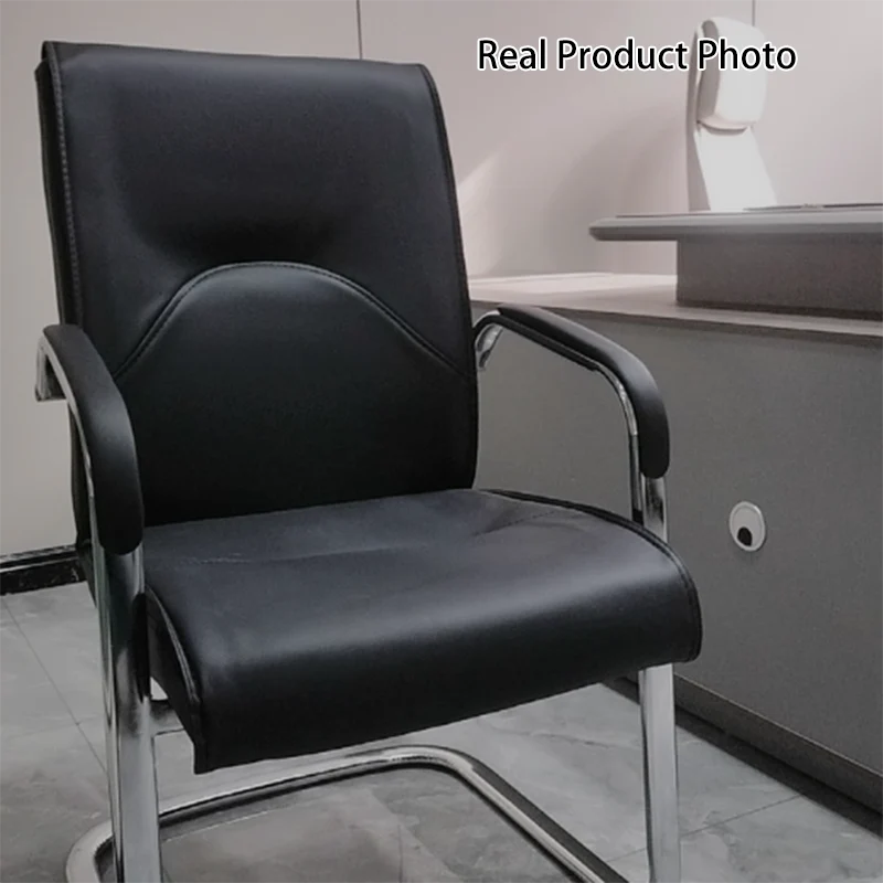 Modern Minimalist Rectangular Microfiber Leather Steel Desk Chair Backrest Armrest For Home Office
