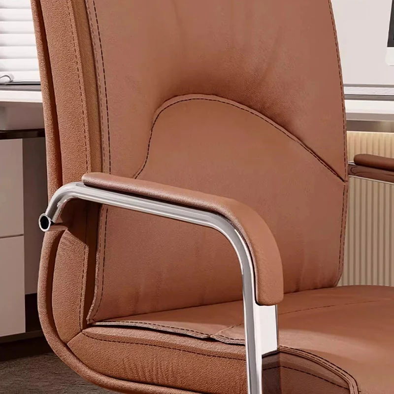Modern Minimalist Rectangular Microfiber Leather Steel Desk Chair Backrest Armrest For Home Office