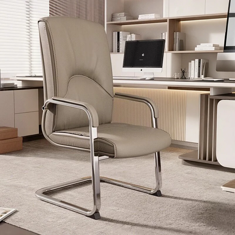 Modern Minimalist Rectangular Microfiber Leather Steel Desk Chair Backrest Armrest For Home Office