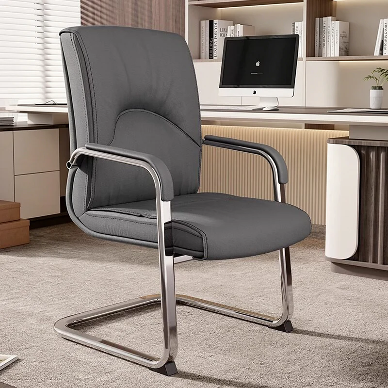 Modern Minimalist Rectangular Microfiber Leather Steel Desk Chair Backrest Armrest For Home Office