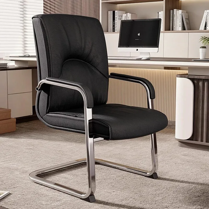 Modern Minimalist Rectangular Microfiber Leather Steel Desk Chair Backrest Armrest For Home Office