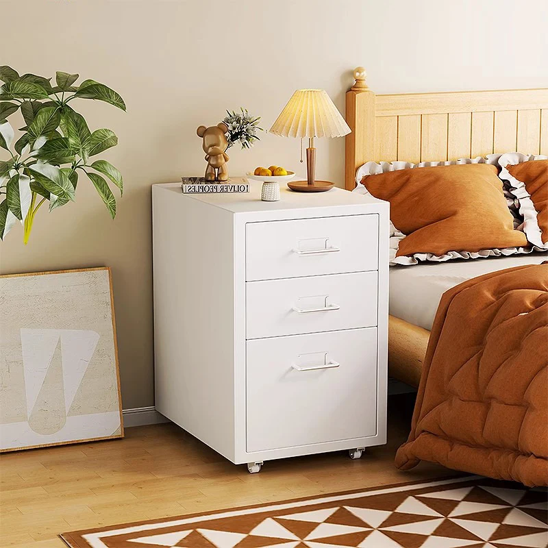 Modern Minimalist Steel Rectangular Movable Storage Cabinet 3/5-Drawer For Living Room
