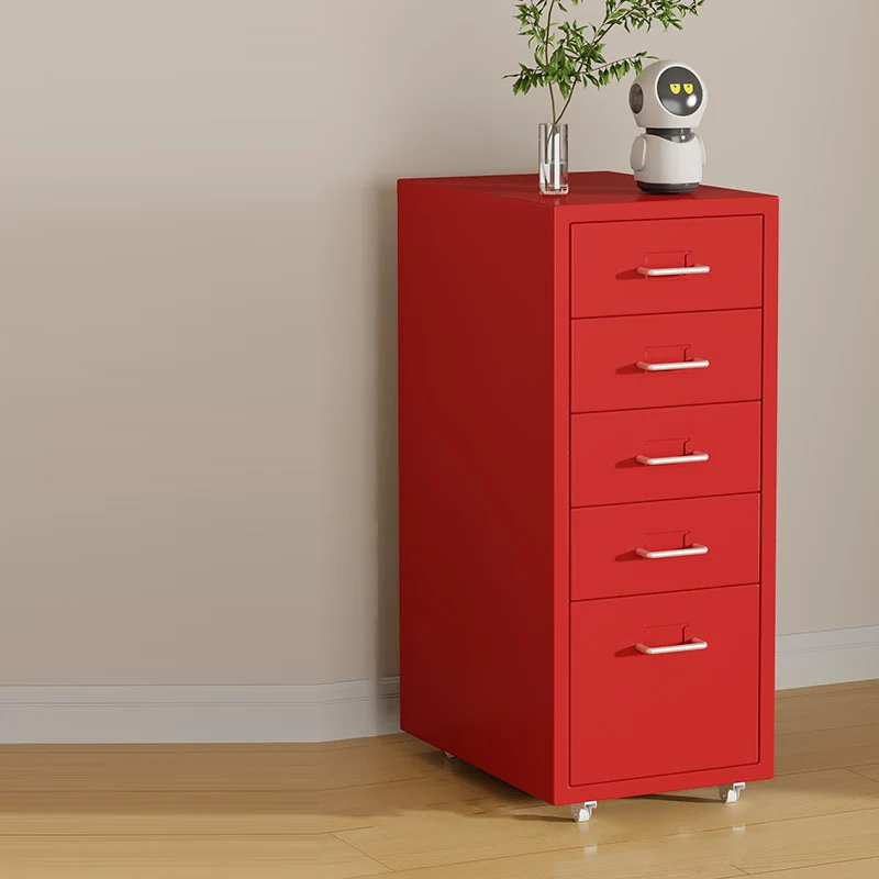 Modern Minimalist Steel Rectangular Movable Storage Cabinet 3/5-Drawer For Living Room