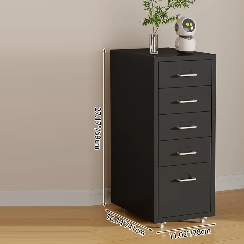 Modern Minimalist Steel Rectangular Movable Storage Cabinet 3/5-Drawer For Living Room