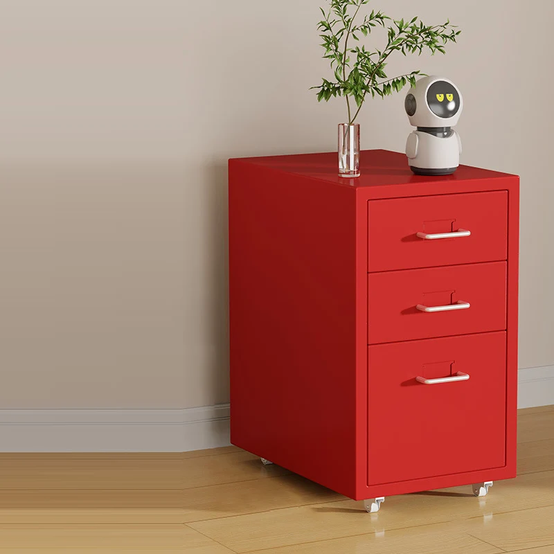 Modern Minimalist Steel Rectangular Movable Storage Cabinet 3/5-Drawer For Living Room