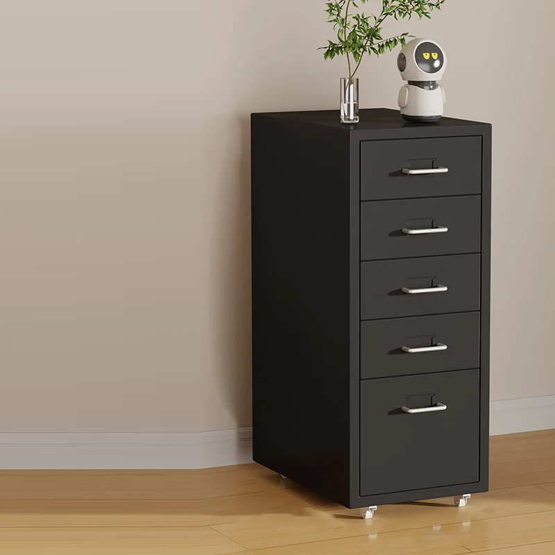 Modern Minimalist Steel Rectangular Movable Storage Cabinet 3/5-Drawer For Living Room