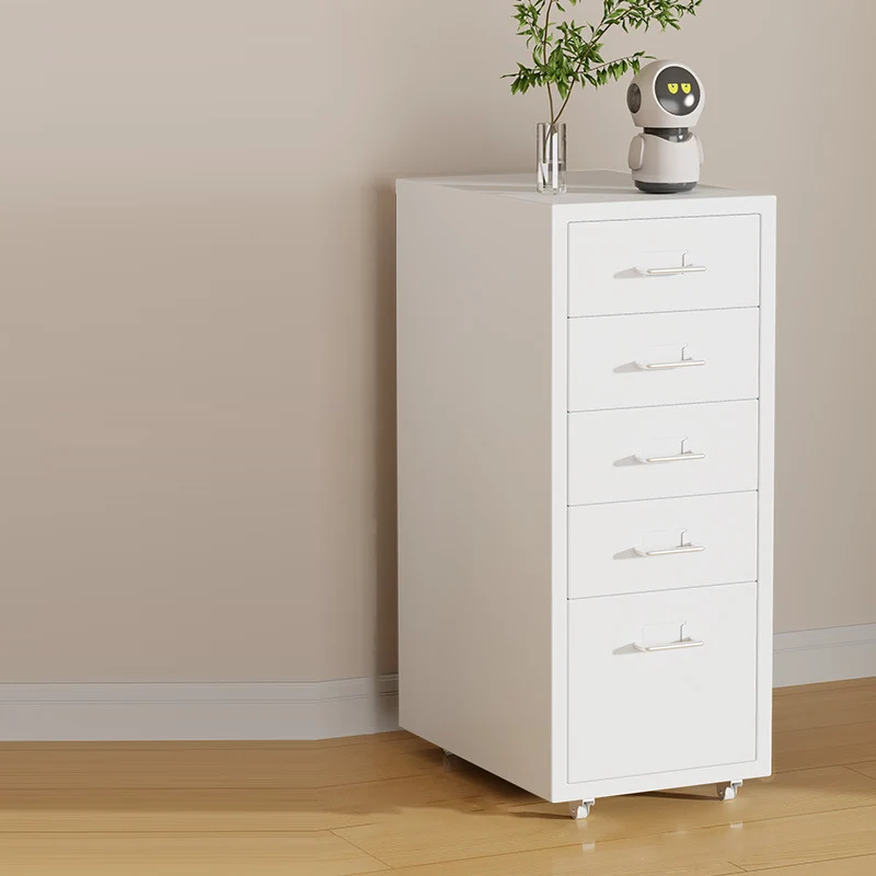Modern Minimalist Steel Rectangular Movable Storage Cabinet 3/5-Drawer For Living Room