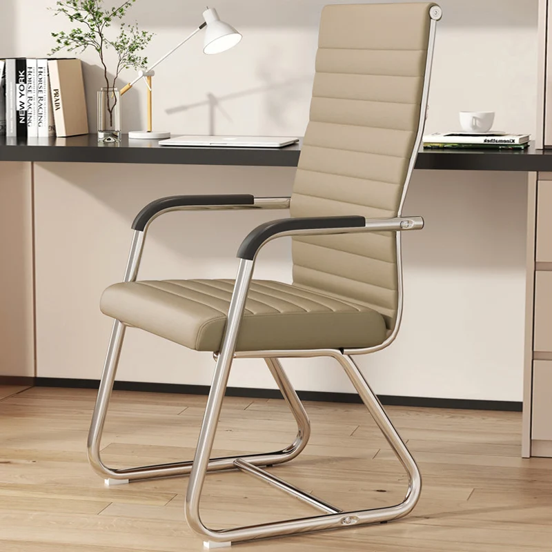 Modern Minimalist Square PU Leather Mesh Steel Ergonomic Desk Chair Backrest Armrests For Home Office