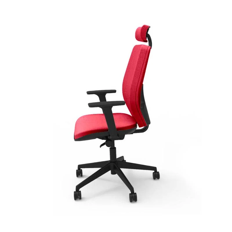 Saxen: Hide Office Chair - High Back Back with Headrest in Red Fabric - Refurbished