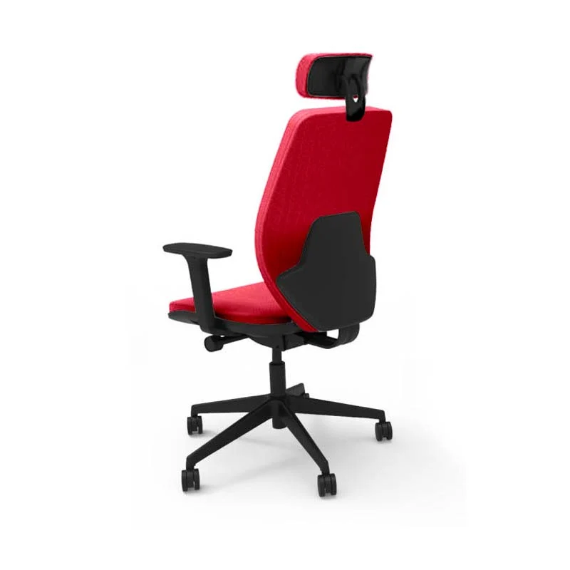Saxen: Hide Office Chair - High Back Back with Headrest in Red Fabric - Refurbished