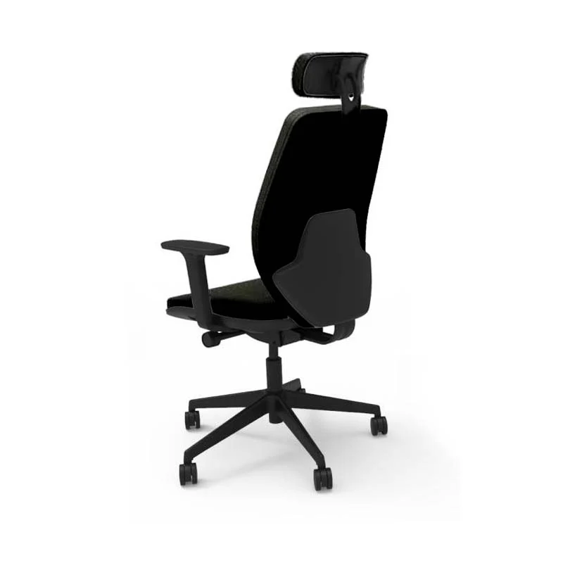Saxen: Hide Office Chair - High Back Back with Headrest in Black Fabric - Refurbished