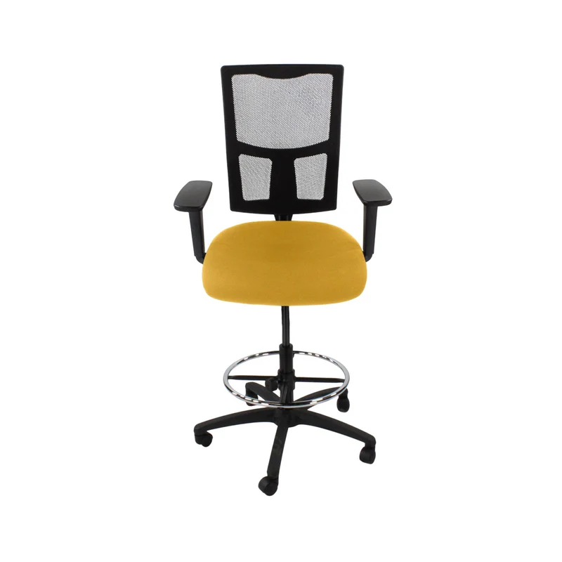 Saxen: Ergo 2 Draughtsman Chair in Yellow Fabric - Refurbished
