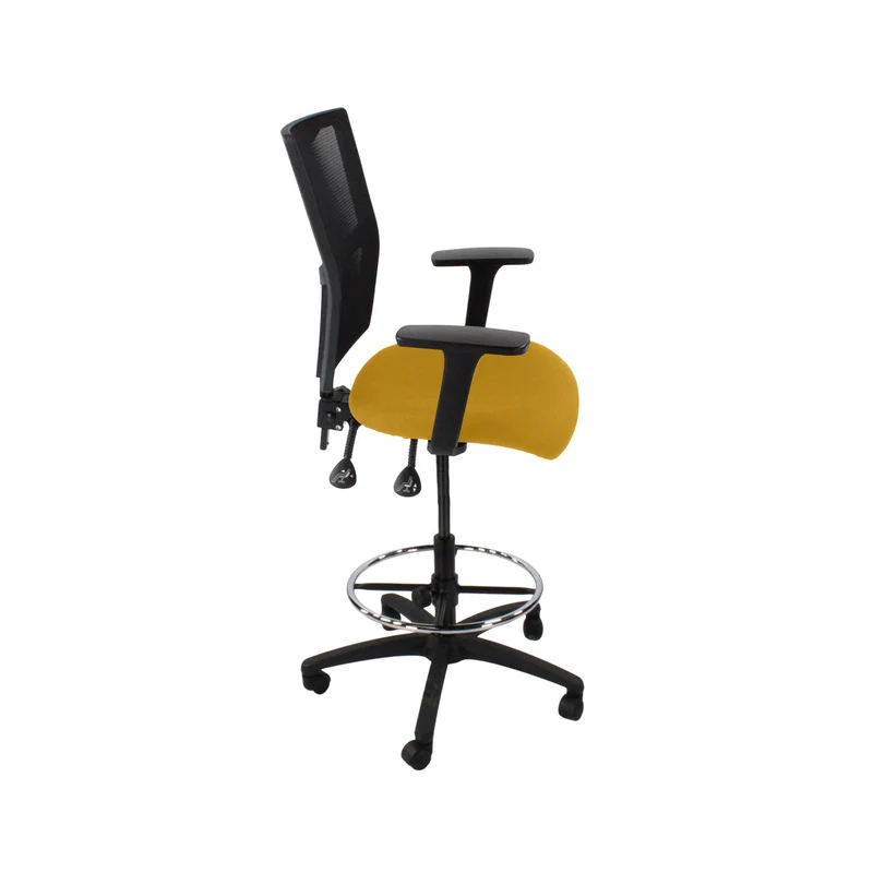 Saxen: Ergo 2 Draughtsman Chair in Yellow Fabric - Refurbished