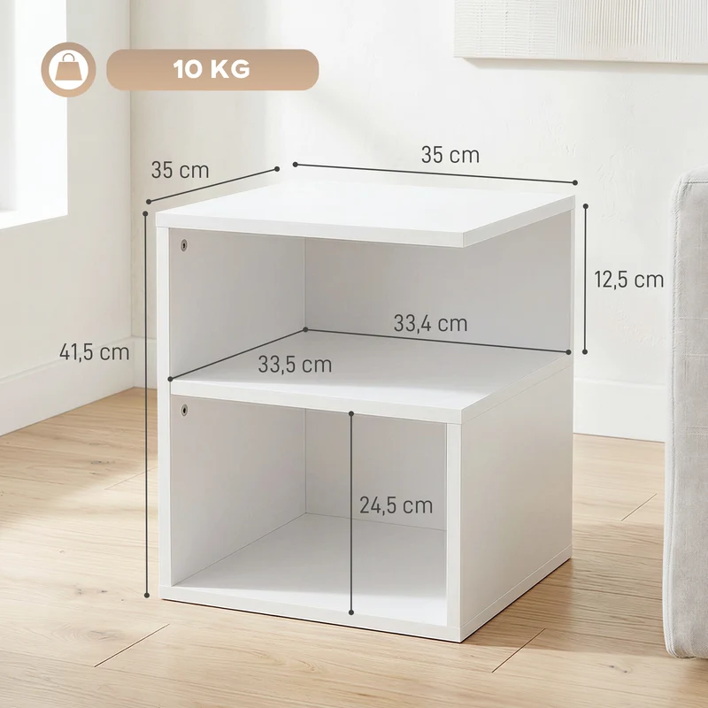 Mesa Moderna para Sala com 3 Prateleiras Abertas para Sala Quarto Escritório Branco