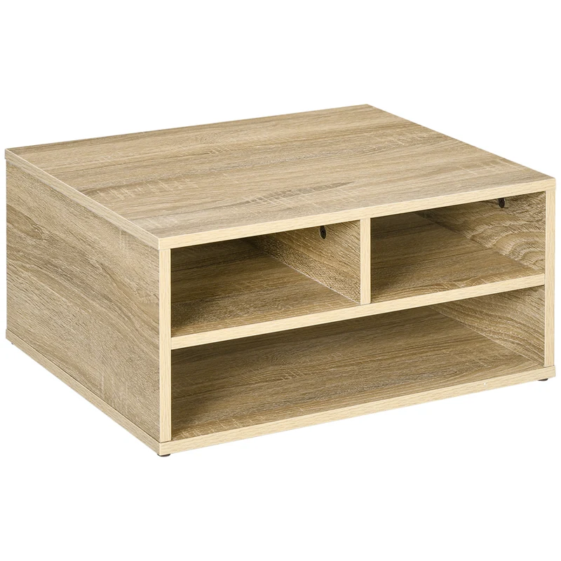 Organizador de mesa aspeto madeira com 3 compartimentos, suporte para impressora dim. 47L x 40l x 22,5H cm