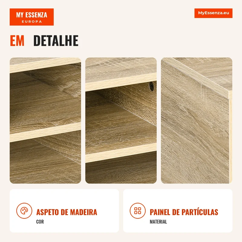 Organizador de mesa aspeto madeira com 3 compartimentos, suporte para impressora dim. 47L x 40l x 22,5H cm