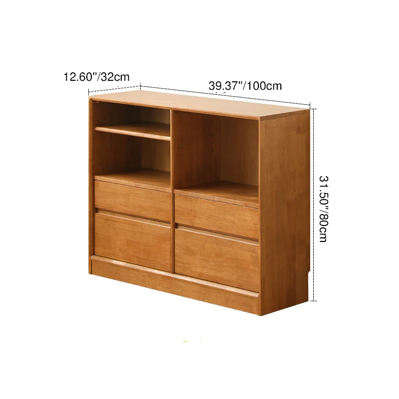 Modern Minimalist Solid Wood & Plywood Rectangular Storage Cabinet With 4/6 Drawers For Living Room