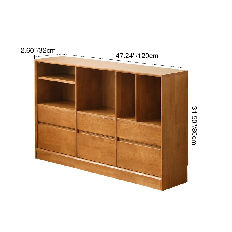 Modern Minimalist Solid Wood & Plywood Rectangular Storage Cabinet With 4/6 Drawers For Living Room