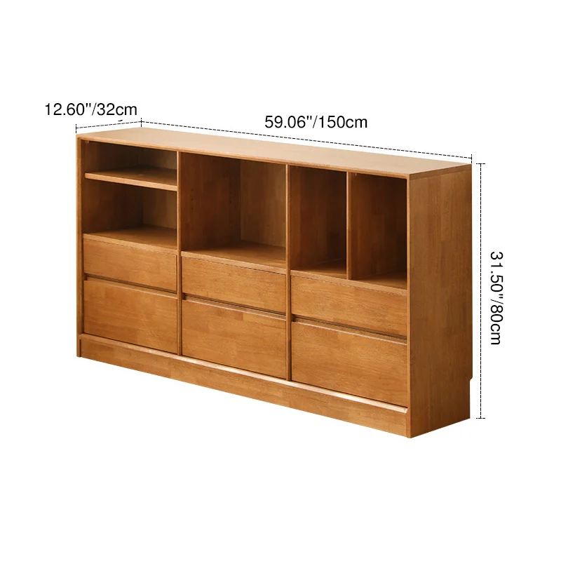 Modern Minimalist Solid Wood & Plywood Rectangular Storage Cabinet With 4/6 Drawers For Living Room