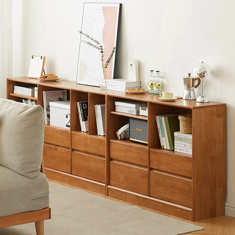 Modern Minimalist Solid Wood & Plywood Rectangular Storage Cabinet With 4/6 Drawers For Living Room