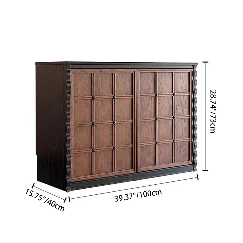 Traditional French Glass Ash Plywood Checkerboard Rectangular Storage Cabinet 2/6 Storage For Living Room