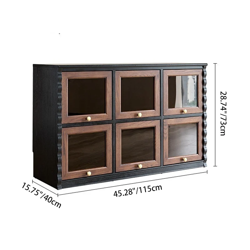 Traditional French Glass Ash Plywood Checkerboard Rectangular Storage Cabinet 2/6 Storage For Living Room