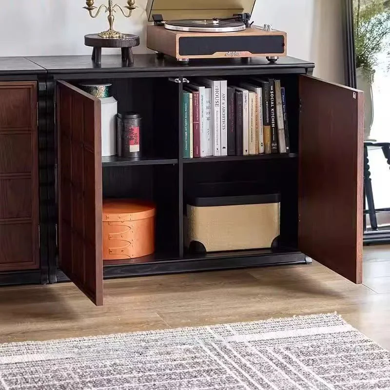 Traditional French Glass Ash Plywood Checkerboard Rectangular Storage Cabinet 2/6 Storage For Living Room