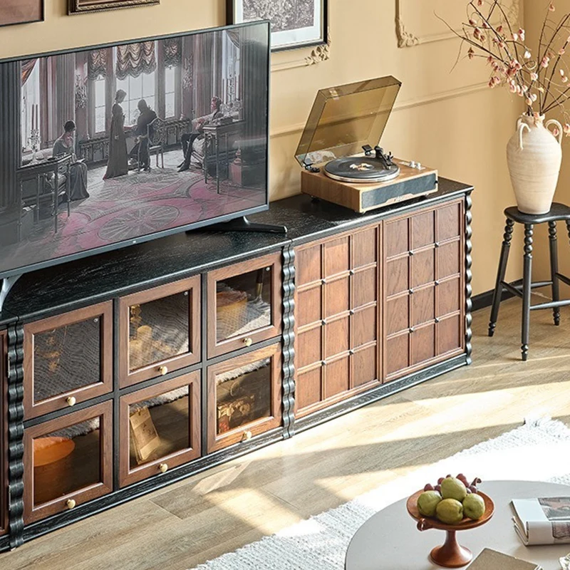 Traditional French Glass Ash Plywood Checkerboard Rectangular Storage Cabinet 2/6 Storage For Living Room