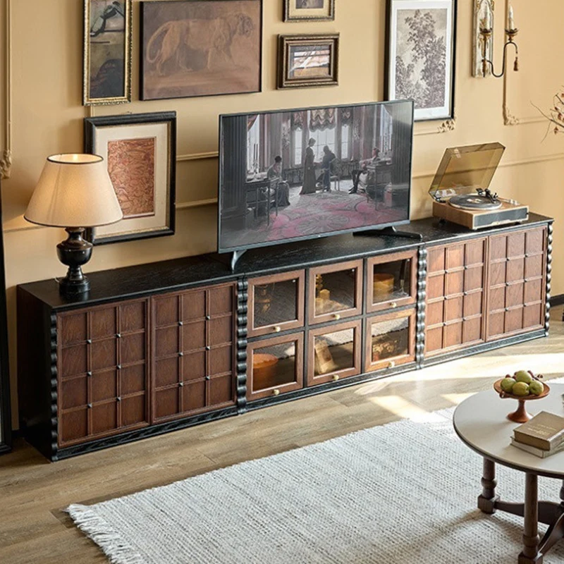 Traditional French Glass Ash Plywood Checkerboard Rectangular Storage Cabinet 2/6 Storage For Living Room