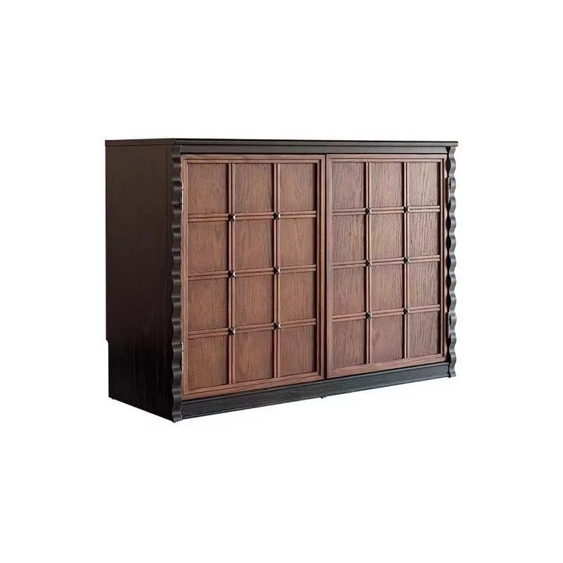 Traditional French Glass Ash Plywood Checkerboard Rectangular Storage Cabinet 2/6 Storage For Living Room