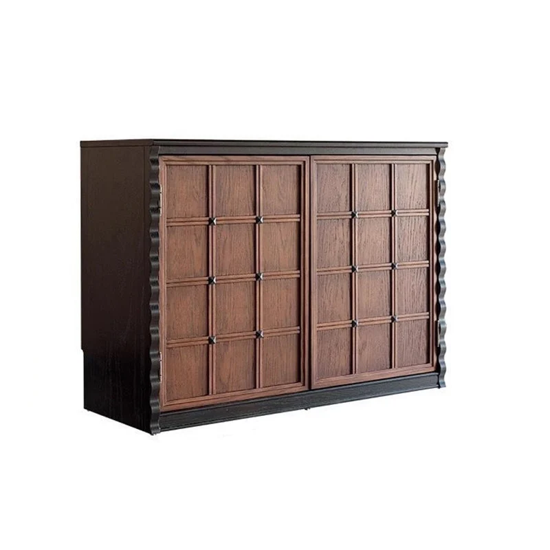 Traditional French Glass Ash Plywood Checkerboard Rectangular Storage Cabinet 2/6 Storage For Living Room