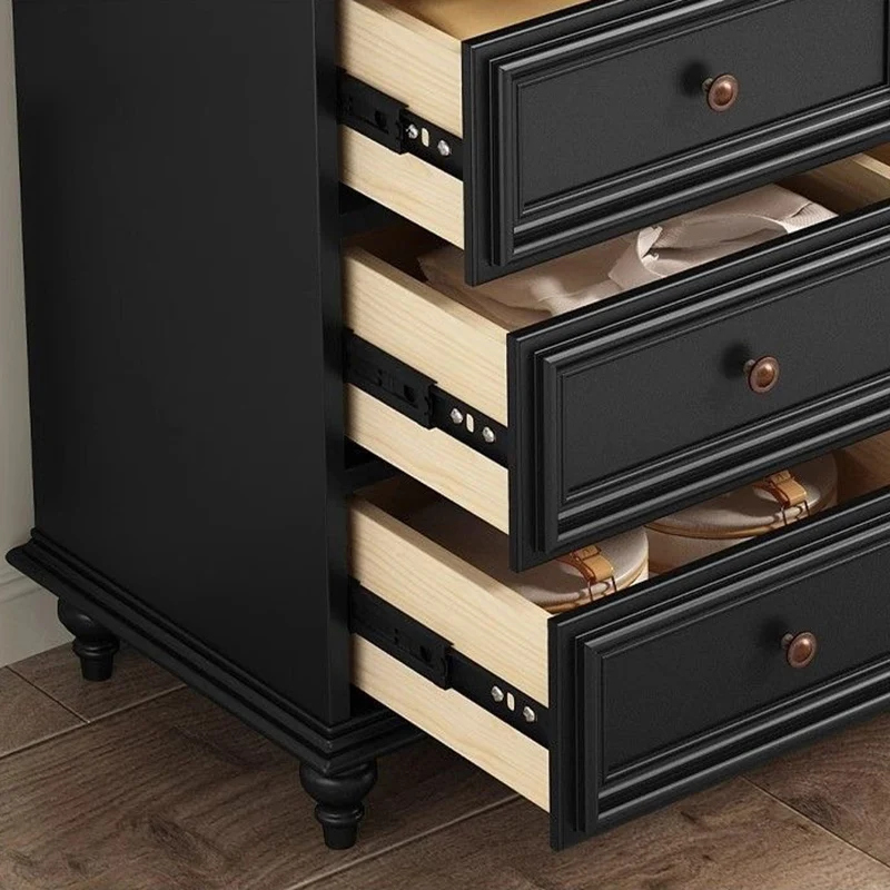 Traditional French Plywood Rectangular Cylindrical Storage Cabinet 5-Drawer For Living Room