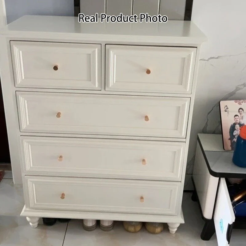 Traditional French Plywood Rectangular Cylindrical Storage Cabinet 5-Drawer For Living Room