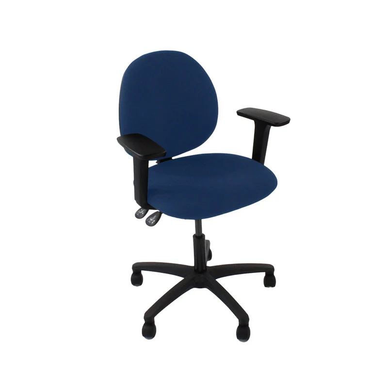 Saxen: Scoop Operator Chair in Blue Fabric - Refurbished