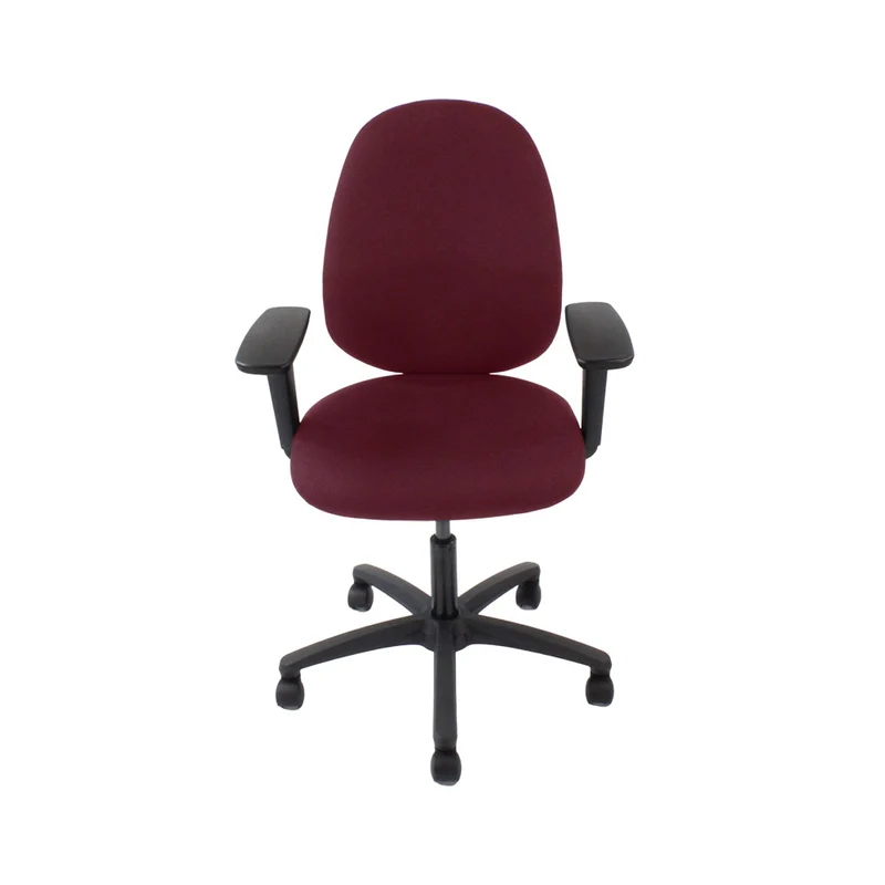 Saxen: Scoop High Operator Chair in Burgundy Leather - Refurbished
