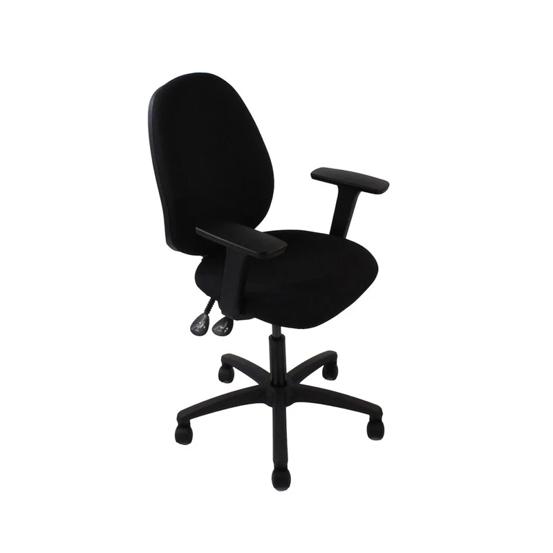 Saxen: Scoop High Operator Chair in Black Leather - Refurbished