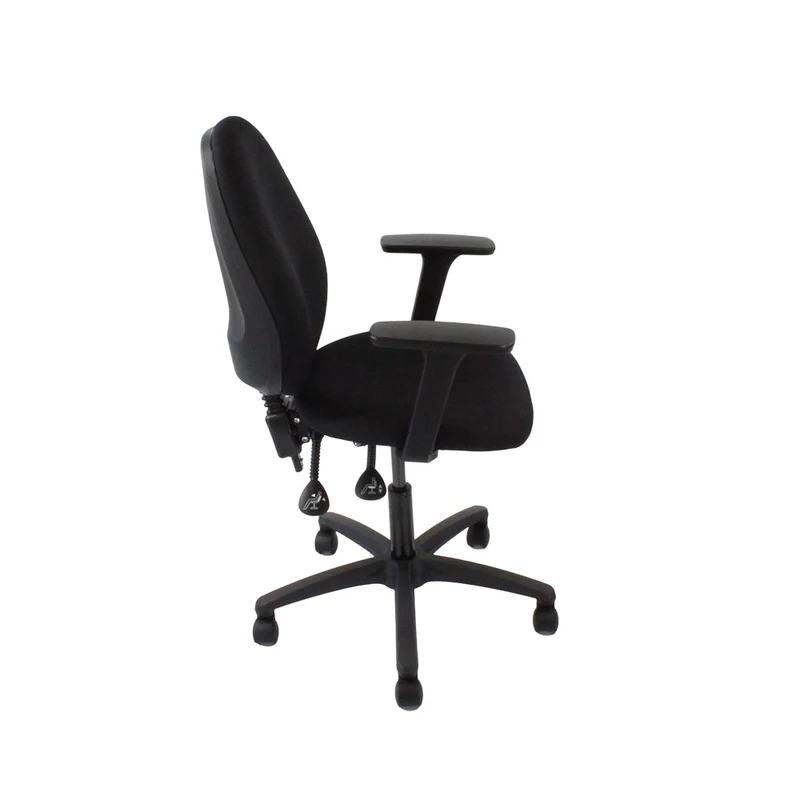 Saxen: Scoop High Operator Chair in Black Leather - Refurbished