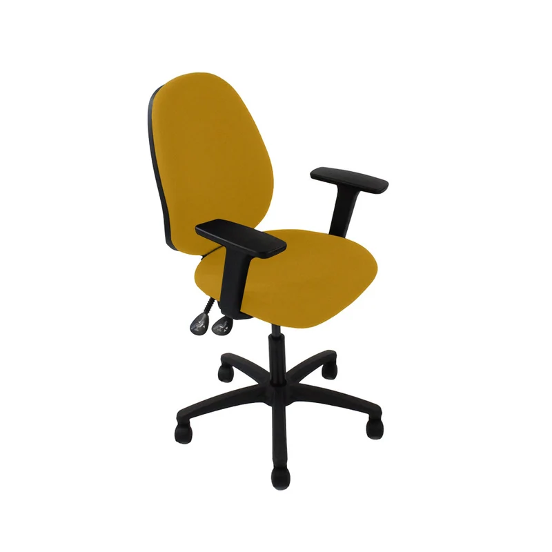 Saxen: Scoop High Operator Chair in Yellow Fabric - Refurbished