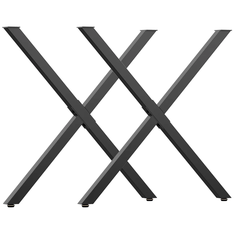 Jogo de 2 Pés de Mesa em Forma de Cruz 70x72 cm Design Industrial para Mesa de Centro Mesa de Cabeceira Preto