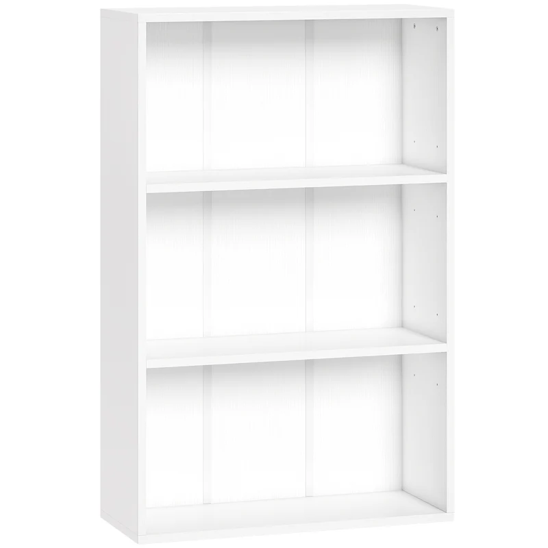 Estante de arrumação com 3 compartimentos e prateleira ajustável, 60 x 24 x 93 cm, branco