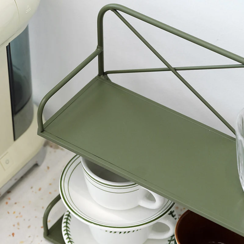 Modern Minimalist Iron Rectangular Desktop Storage Shelf 2-Tier For Living Room & Entryway