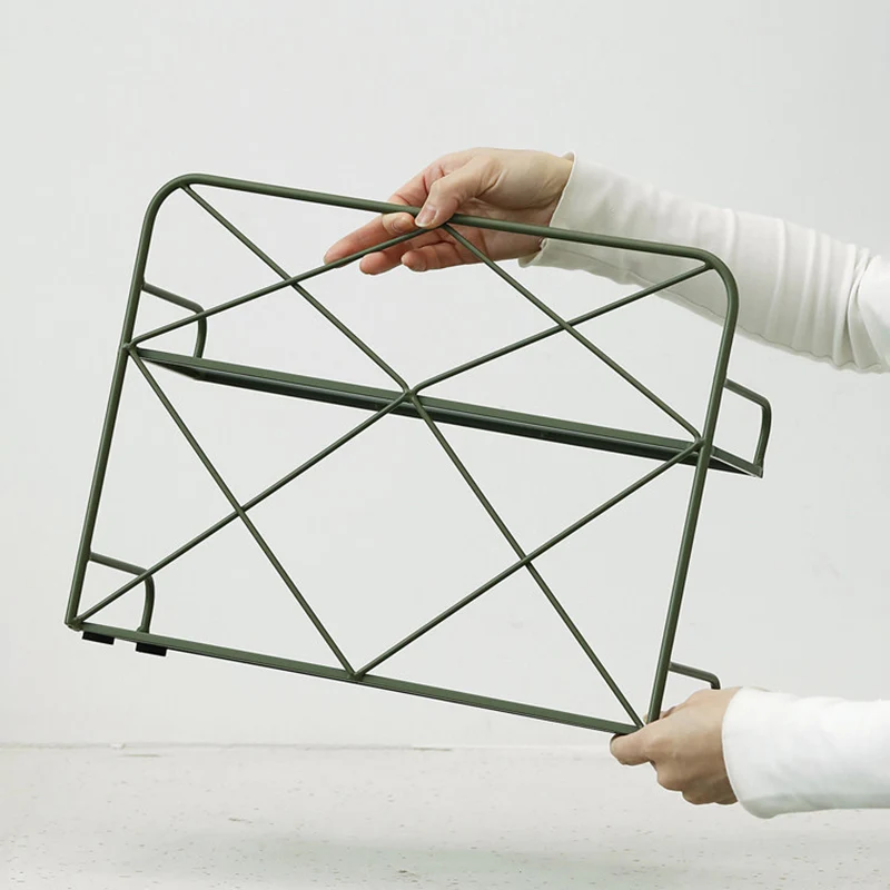 Modern Minimalist Iron Rectangular Desktop Storage Shelf 2-Tier For Living Room & Entryway